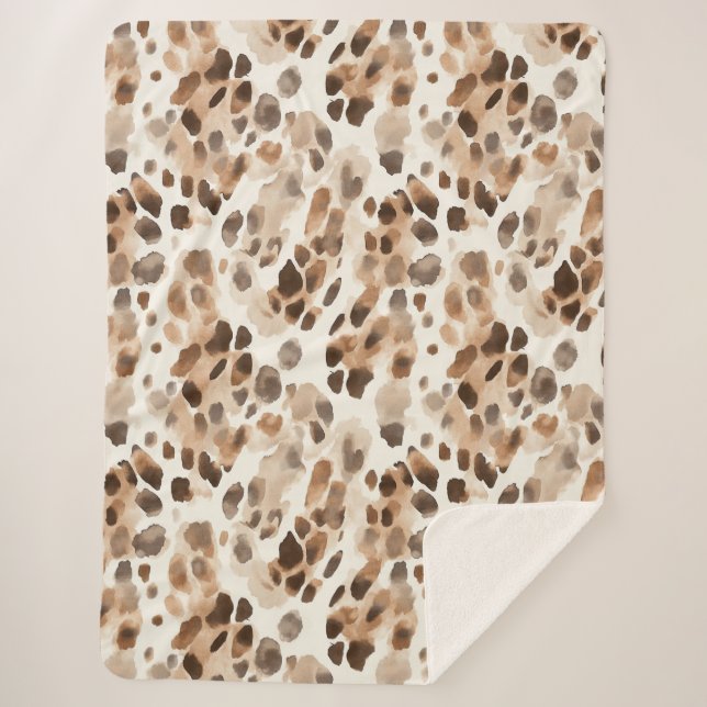 Manta Sherpa Moda Cream Brown Leopardo Animal Print (Anverso)