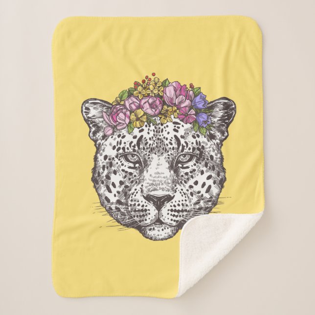 Manta Sherpa Moda del Hippie del leopardo (Anverso)