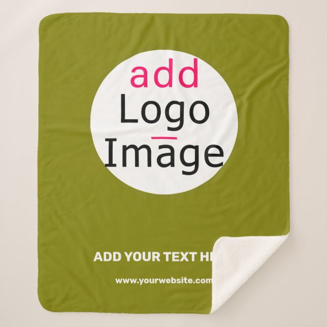 Manta Sherpa Moda empresarial Personalizable mínimo Olive Green (Anverso)