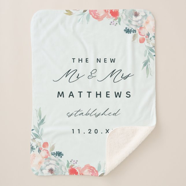 Manta Sherpa Moda Jardín francés Floral Peony Nuevo Sr. y la Sr (Anverso)