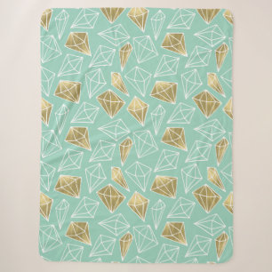 Manta Sherpa Moda Mint Gold Diamonds