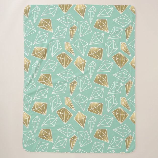 Manta Sherpa Moda Mint Gold Diamonds (Anverso)
