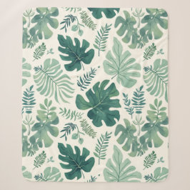 Manta Sherpa Moda Monstera - Hoja Tropical