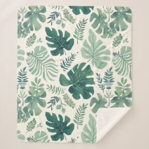 Manta Sherpa Moda Monstera - Hoja Tropical