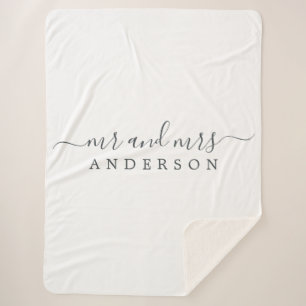 Manta Sherpa Moda Nueva boda Sr. Sra. Black White Monograma