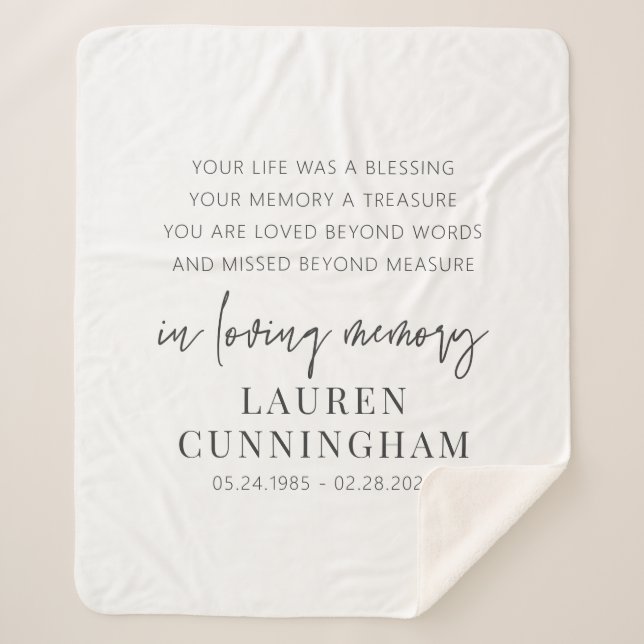 Manta Sherpa Moda sencilla y elegante en memoria (Anverso)