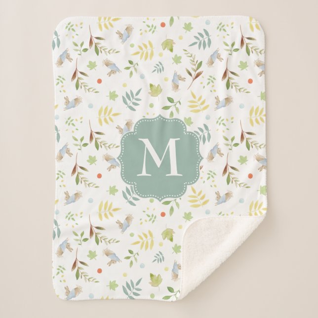 Manta Sherpa Modelo de la acuarela del arbolado del conejo el | (Anverso)