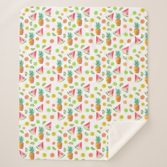 Manta Sherpa Modelo de la fruta escarchada de la acuarela (Anverso)