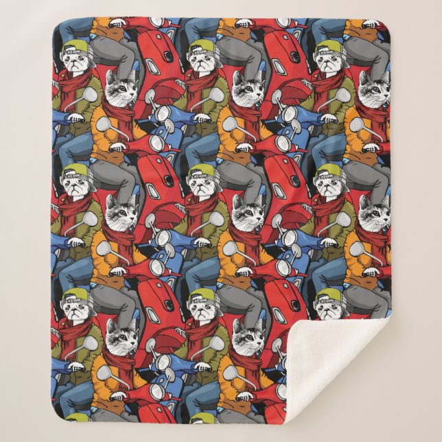 Manta Sherpa Modelo de la vespa de los gatos y de los perros (Anverso)