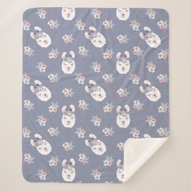 Manta Sherpa Modelo de las llamas y de flores (Anverso)