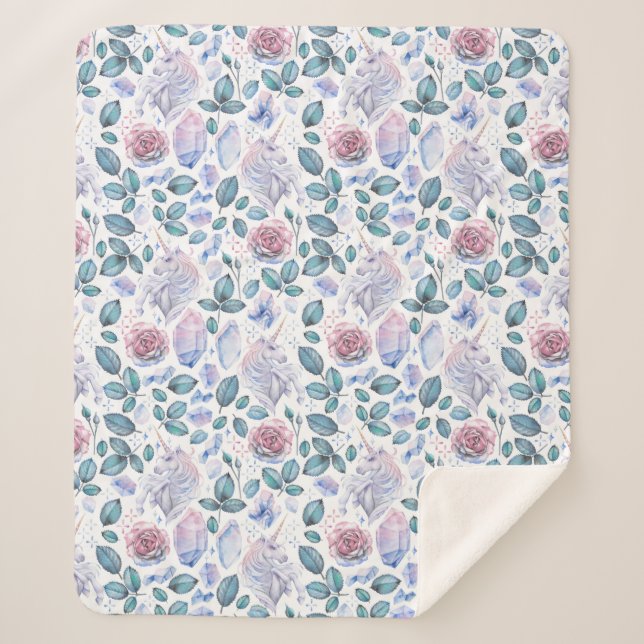 Manta Sherpa Modelo de los cristales y de los rosas del (Anverso)