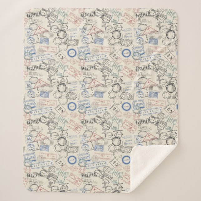 Manta Sherpa Modelo de los sellos del mundo (Anverso)