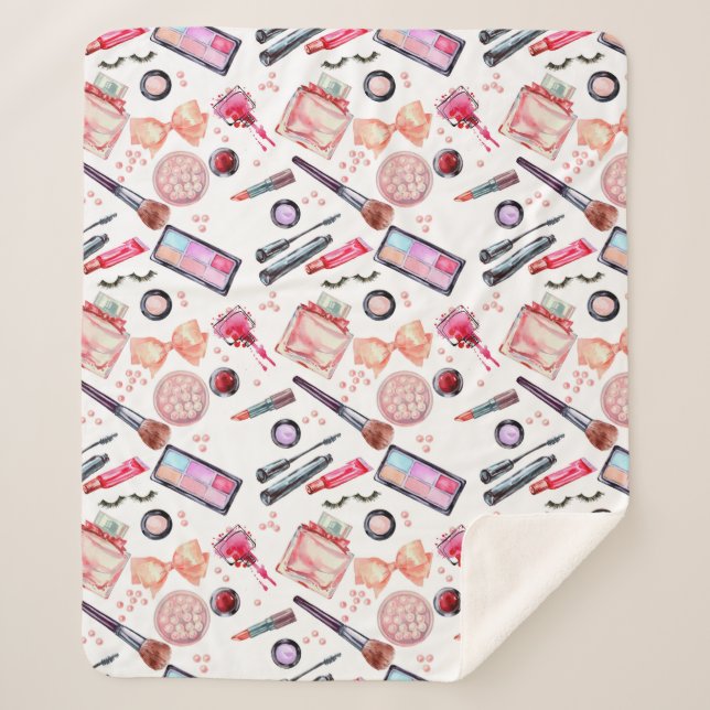 Manta Sherpa Modelo del maquillaje de la acuarela (Anverso)