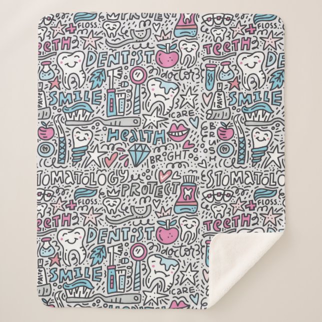 Manta Sherpa Modelo dental del dibujo animado (Anverso)