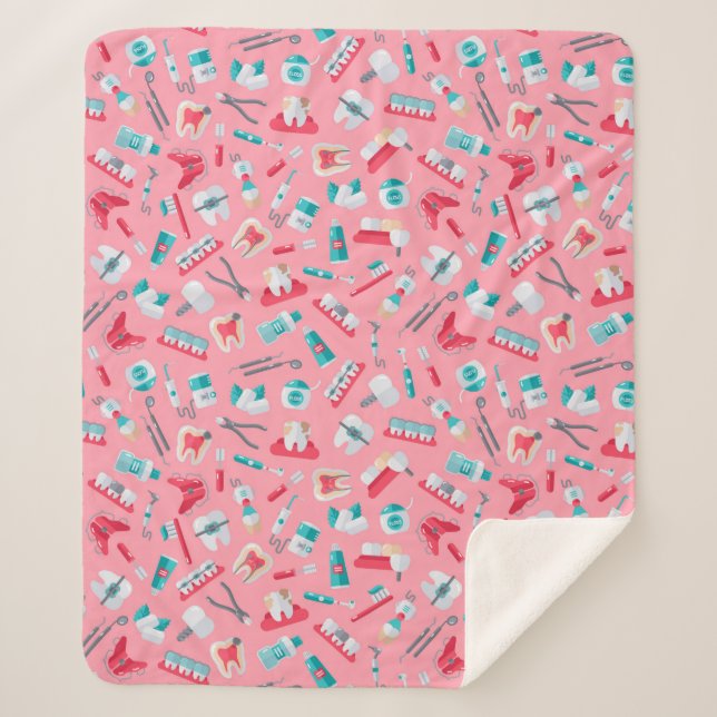 Manta Sherpa Modelo dental rosado (Anverso)