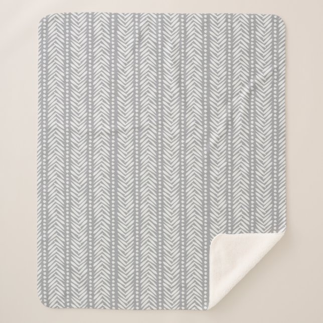 Manta Sherpa Modelo dibujado mano gris de Chevron (Anverso)