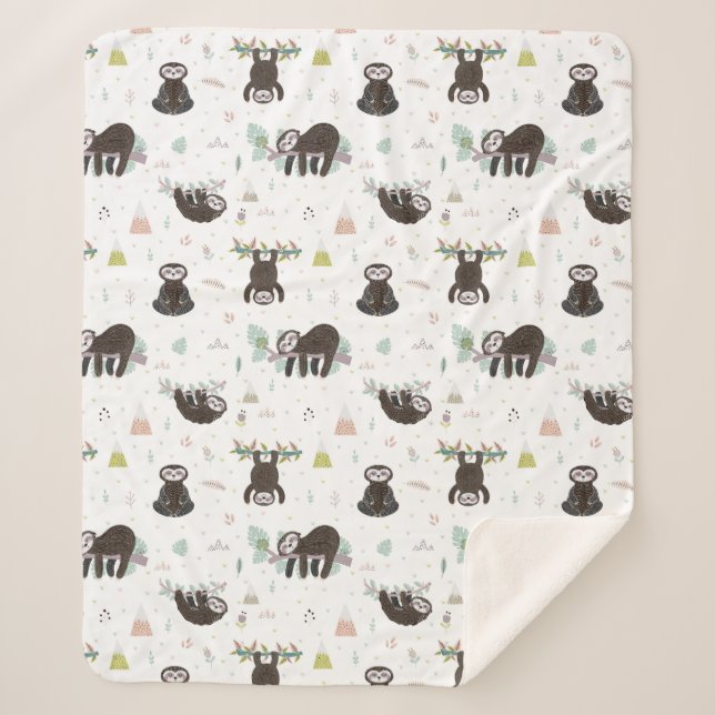 Manta Sherpa Modelo dulce soñoliento de la pereza (Anverso)