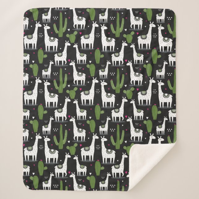 Manta Sherpa Modelo feliz de la llama (Anverso)