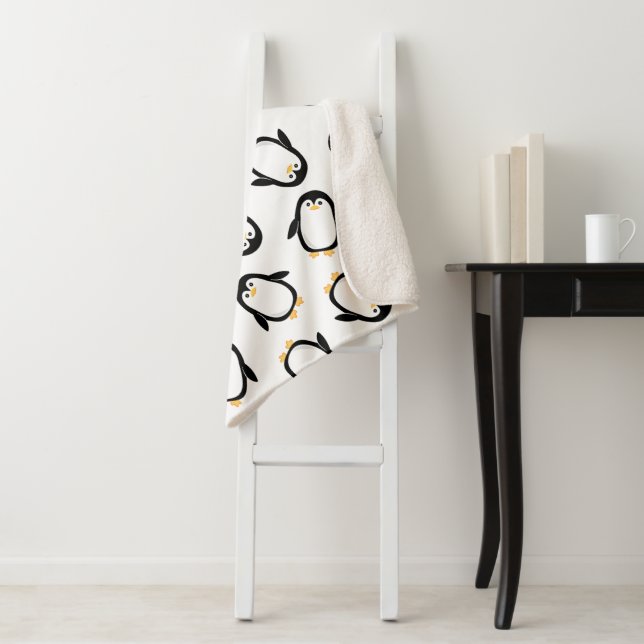 Manta Sherpa Modelo lindo de los pingüinos (In situ)