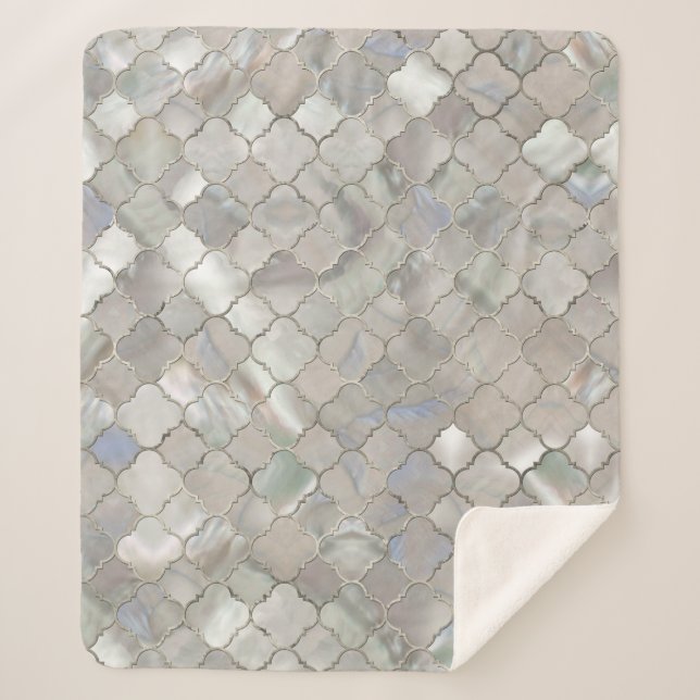 Manta Sherpa Modelo marroquí de Quatrefoil nacarado (Anverso)