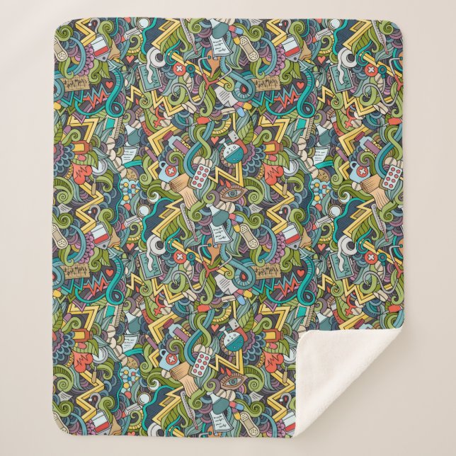 Manta Sherpa Modelo médico del icono del arte abstracto (Anverso)