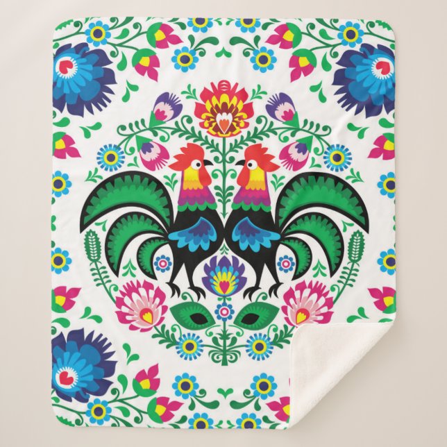 Manta Sherpa Modelo polaco cuadrado del gallo (Anverso)
