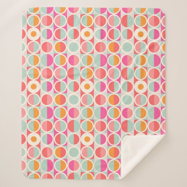 Manta Sherpa Modelo retro del círculo de las rosas fuertes (Anverso)