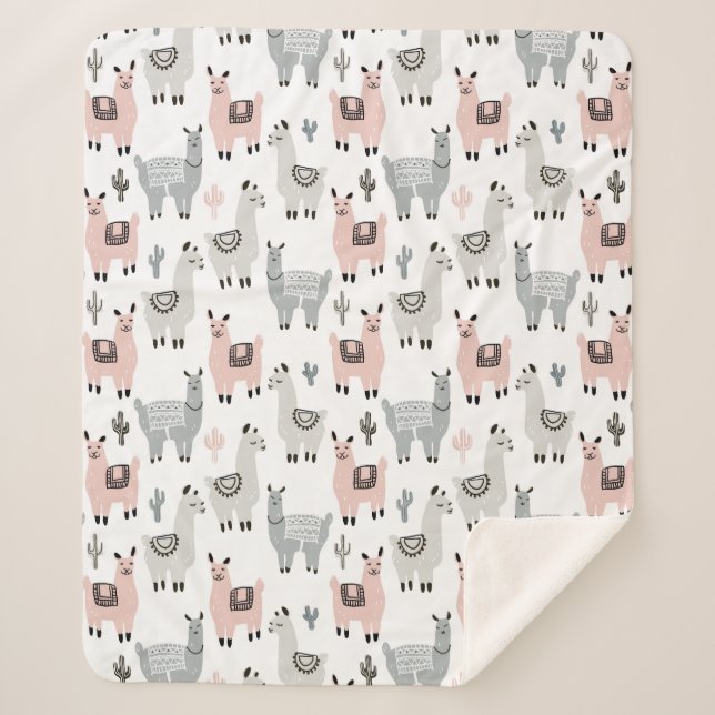 Manta Sherpa Modelo sonriente de las llamas (Anverso)