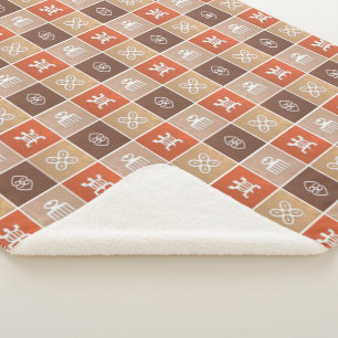 Manta Sherpa modelo tribal africano étnico. Adinkra simbols.