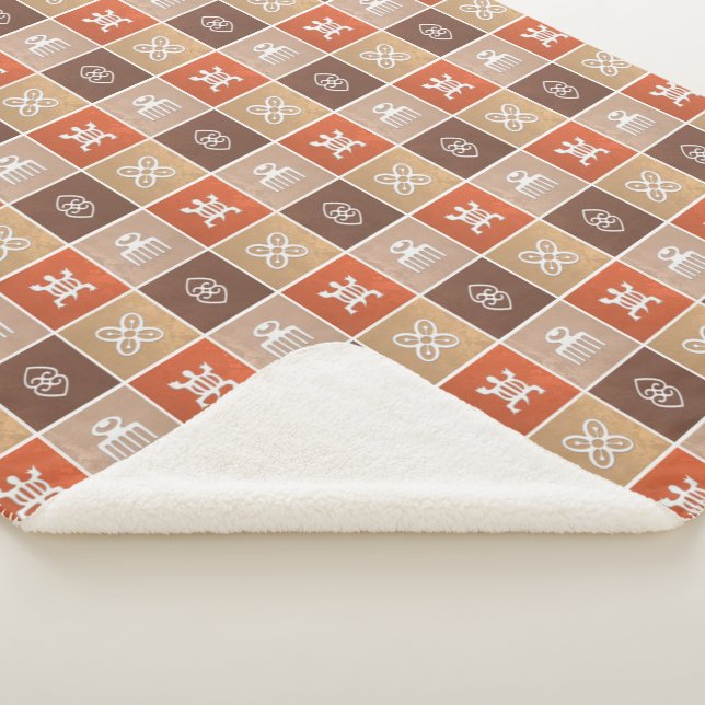 Manta Sherpa modelo tribal africano étnico. Adinkra simbols. (3/4)