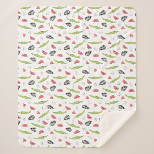 Manta Sherpa Modelo tropical de la sandía y del cocodrilo (Anverso)