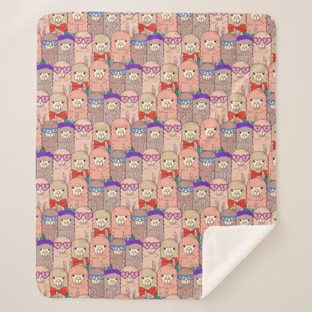 Manta Sherpa Modelo vestido de moda de la llama (Anverso)