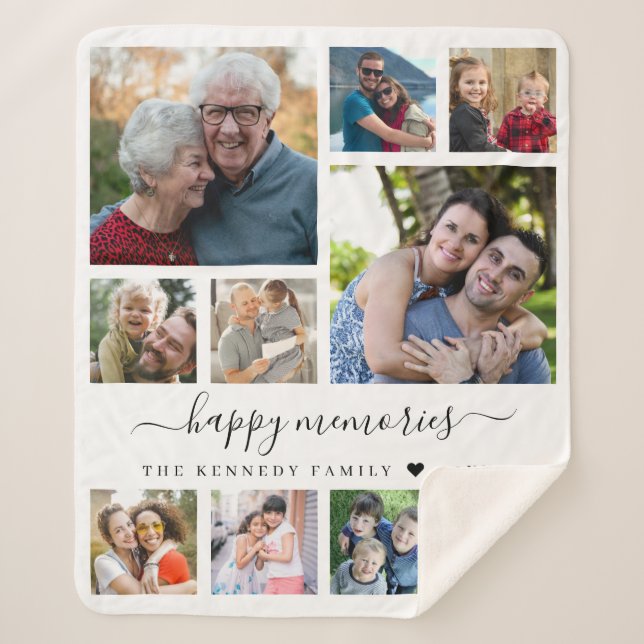 Manta Sherpa Modern 10 Photo Collage Quote Family Name Keepsake (Anverso)