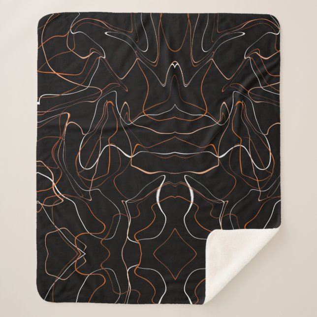 Manta Sherpa Modern Black Abstract Line Art Fleece Blanket  (Anverso)