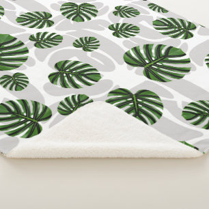 Manta Sherpa Modern Boho Botanical Leaves Pattern