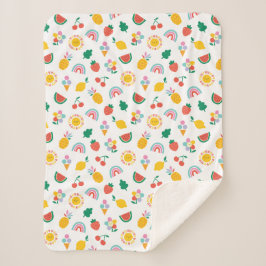 Manta Sherpa Modern Bright Colourful Smiling Suns and Rainbows 