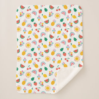 Manta Sherpa Modern Bright Colourful Smiling Suns and Rainbows 