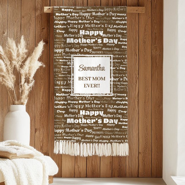 Manta Sherpa Modern Brown Lettering Mother’s Day Personalized  (Modern Brown Lettering Mother’s Day Personalized Sherpa Blanket)