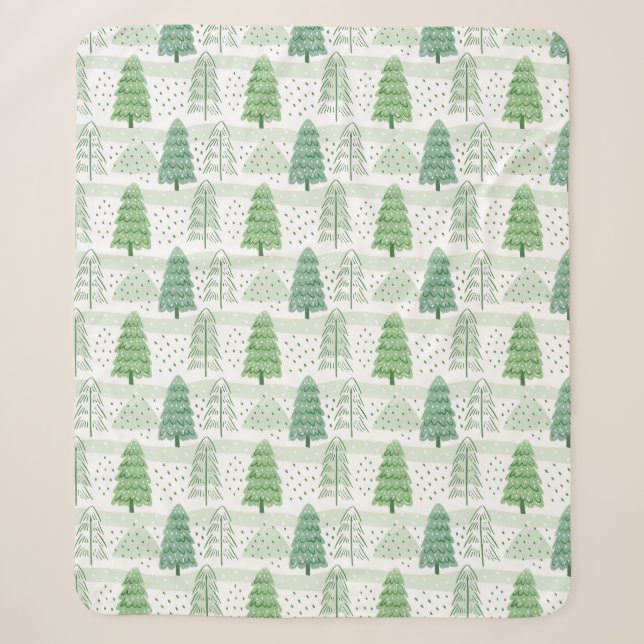 Manta Sherpa Modern Christmas Trees Pattern  (Anverso)