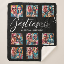 Manta Sherpa /Modern Collage de fotos Black White Bestie 9