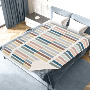 Manta Sherpa Modern Color Block Abstract Striped Earthy