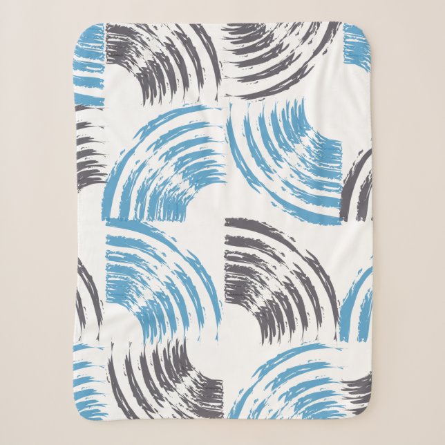 Manta Sherpa Modern, cool, trendy blue abstract brush strokes (Anverso)