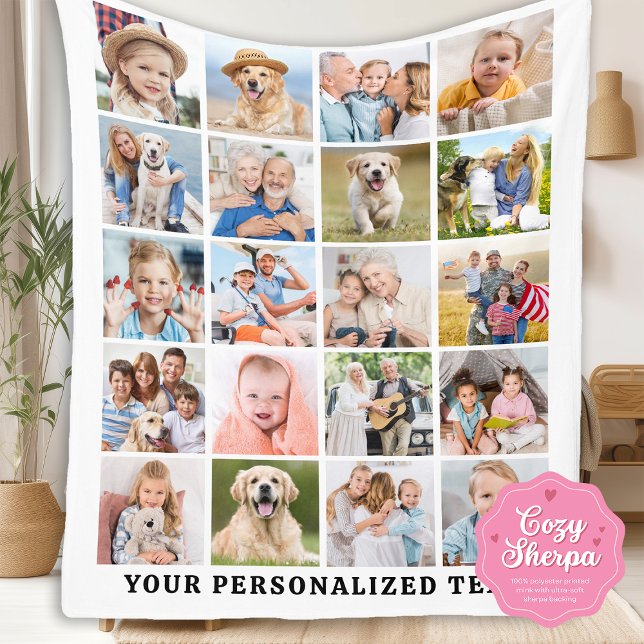 Manta Sherpa Modern Family Personalized Cute 20 Photos Collage (Subido por el creador)