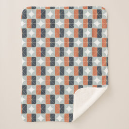 Manta Sherpa Modern Geometric Pattern in Terracotta, Navy