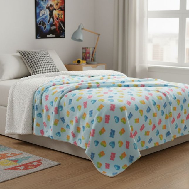 Manta Sherpa Modern Gummy Bear Pattern Blanket - For Kids Cute  (Subido por el creador)