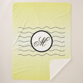 Manta Sherpa Modern Initial Butter Yellow Ombré With Black Text