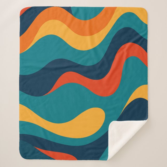 Manta Sherpa Modern Retro Wavy Abstract Pattern  (Anverso)