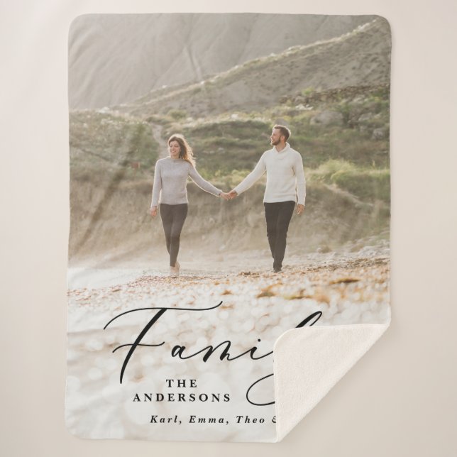 Manta Sherpa Moderna familia de guiones negros de fotografía el (Anverso)