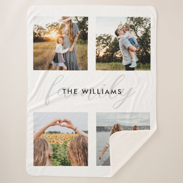 Manta Sherpa Moderna familia elegante 4 Foto (Anverso)