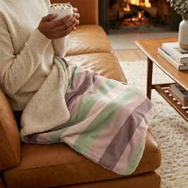 Manta Sherpa Moderna Linear | Aged Sage & Tea Rose